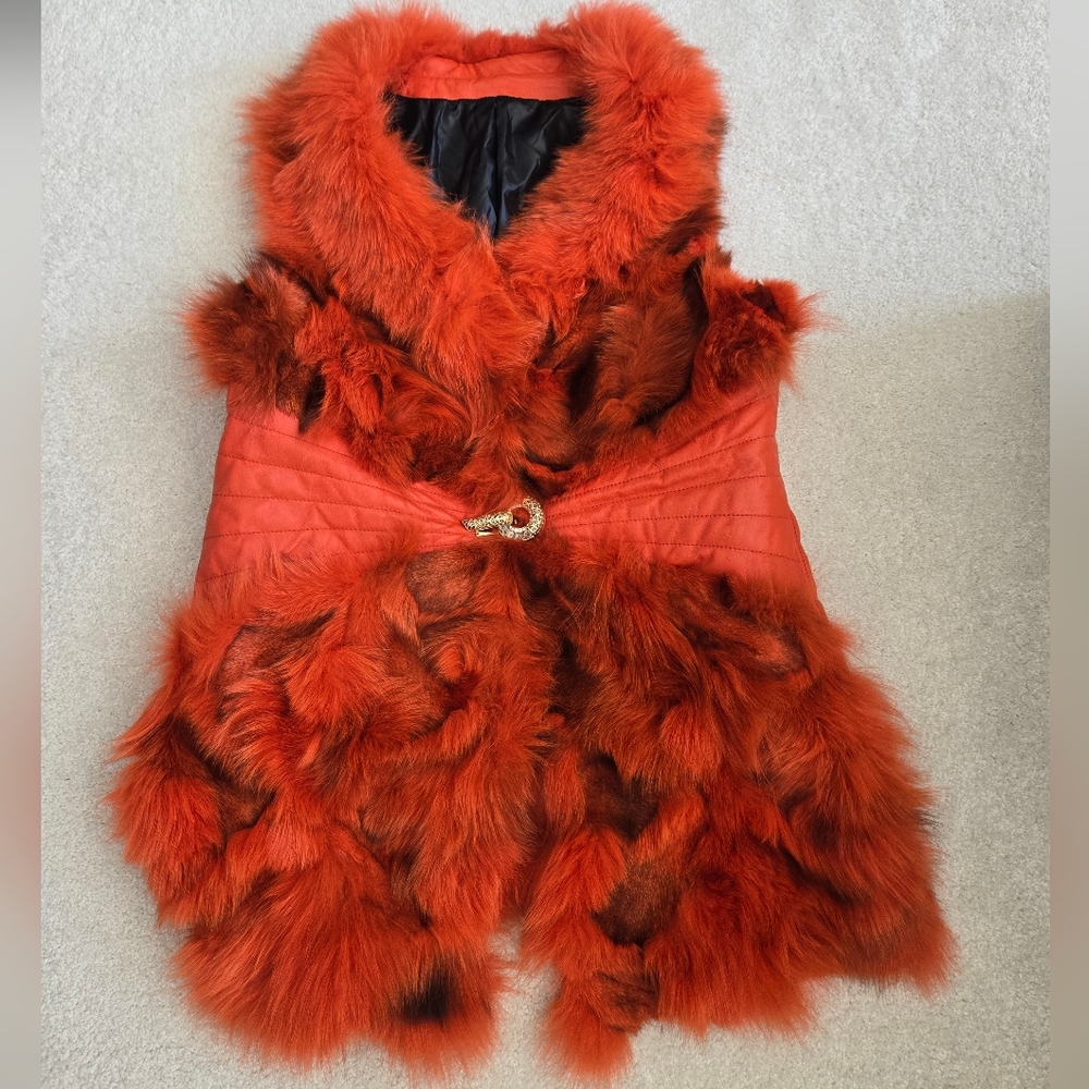 Fur Leather Vest Med